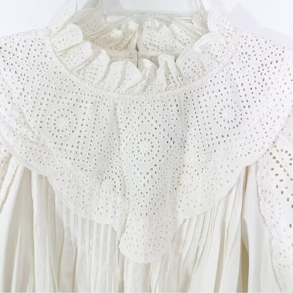 NWT Sea New York Vienne Eyelet Lace Open Back Cotton Blouse White Size 8 - Picture 7 of 15